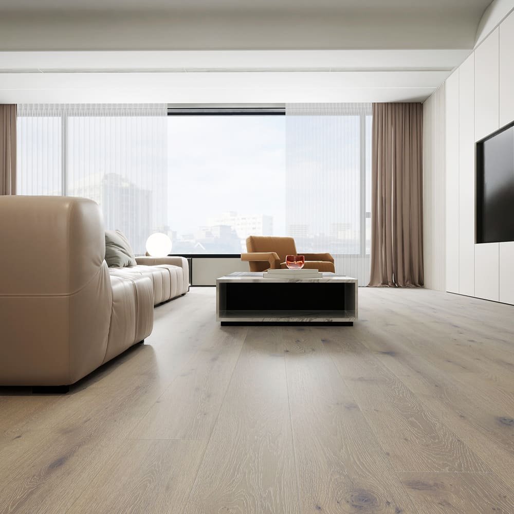 Bodrum hardwood flooring detail view 3 - Brushed texture and grain pattern