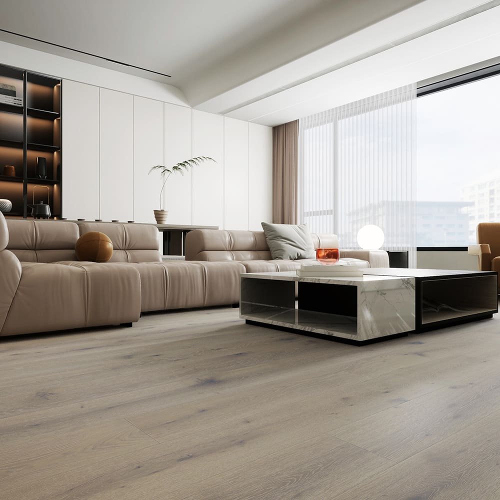 Bodrum hardwood flooring detail view 5 - Brushed texture and grain pattern