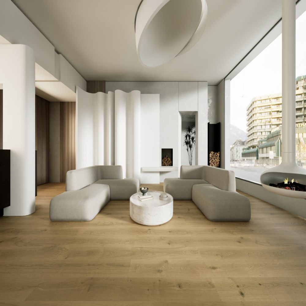 Cassis hardwood flooring detail view 2 - Brushed texture and grain pattern
