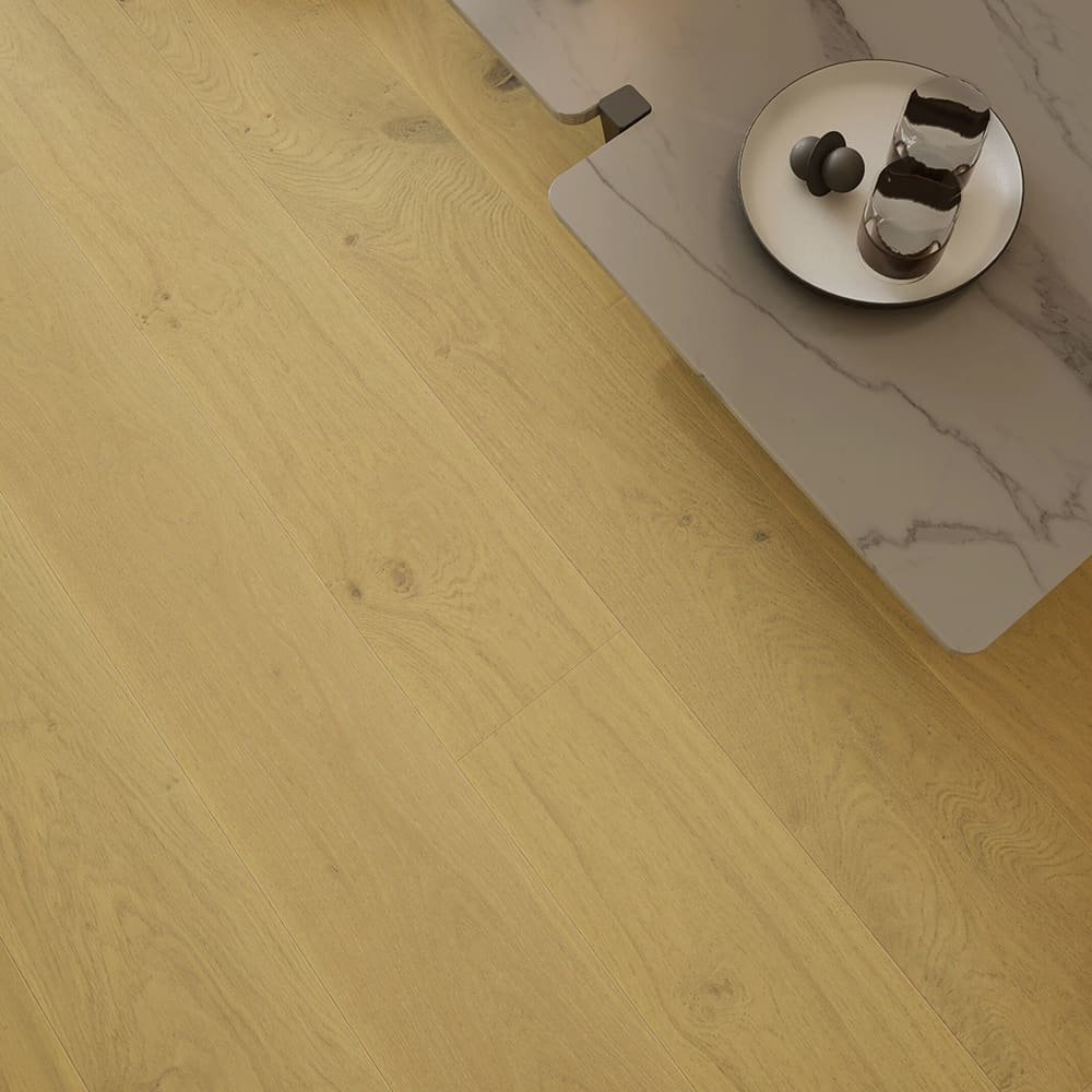 Venetian Sand hardwood flooring detail view 2 - Wire Brushed texture and grain pattern
